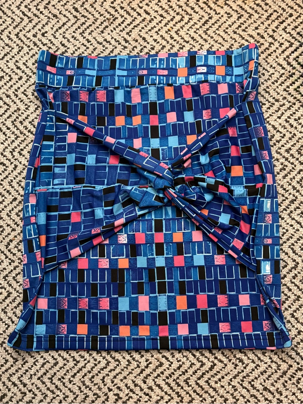 Vintage Y2K Baby Phat Blue Multi-Print Twist Front Mini Skirt 🐾